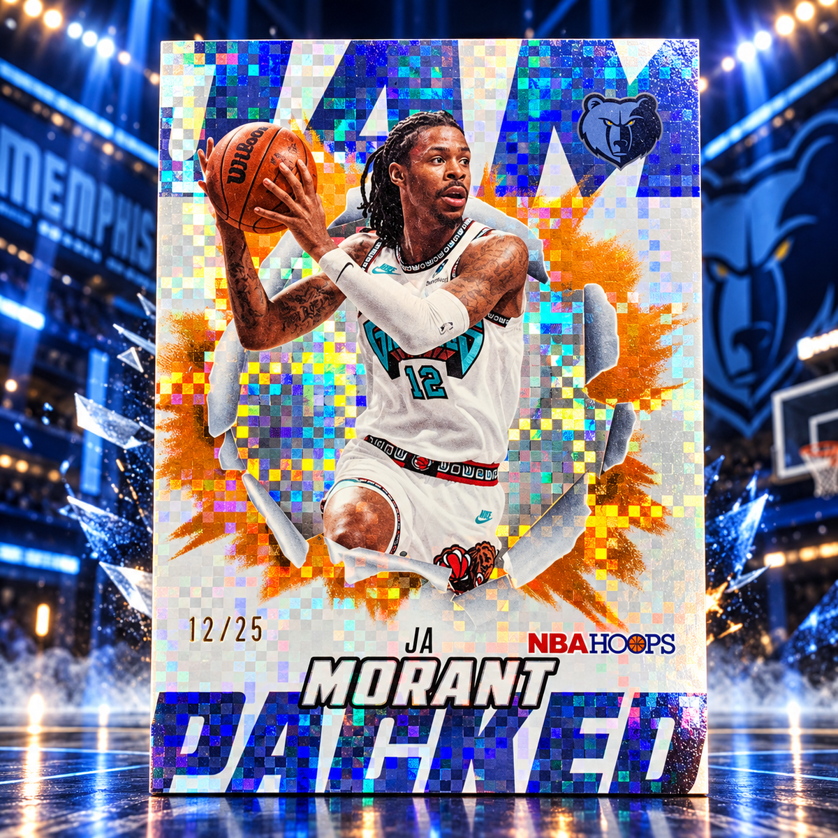 2025 Hoops JA MORANT Jam Packed Light Burst 12/25 Jersey Match Grizzlies