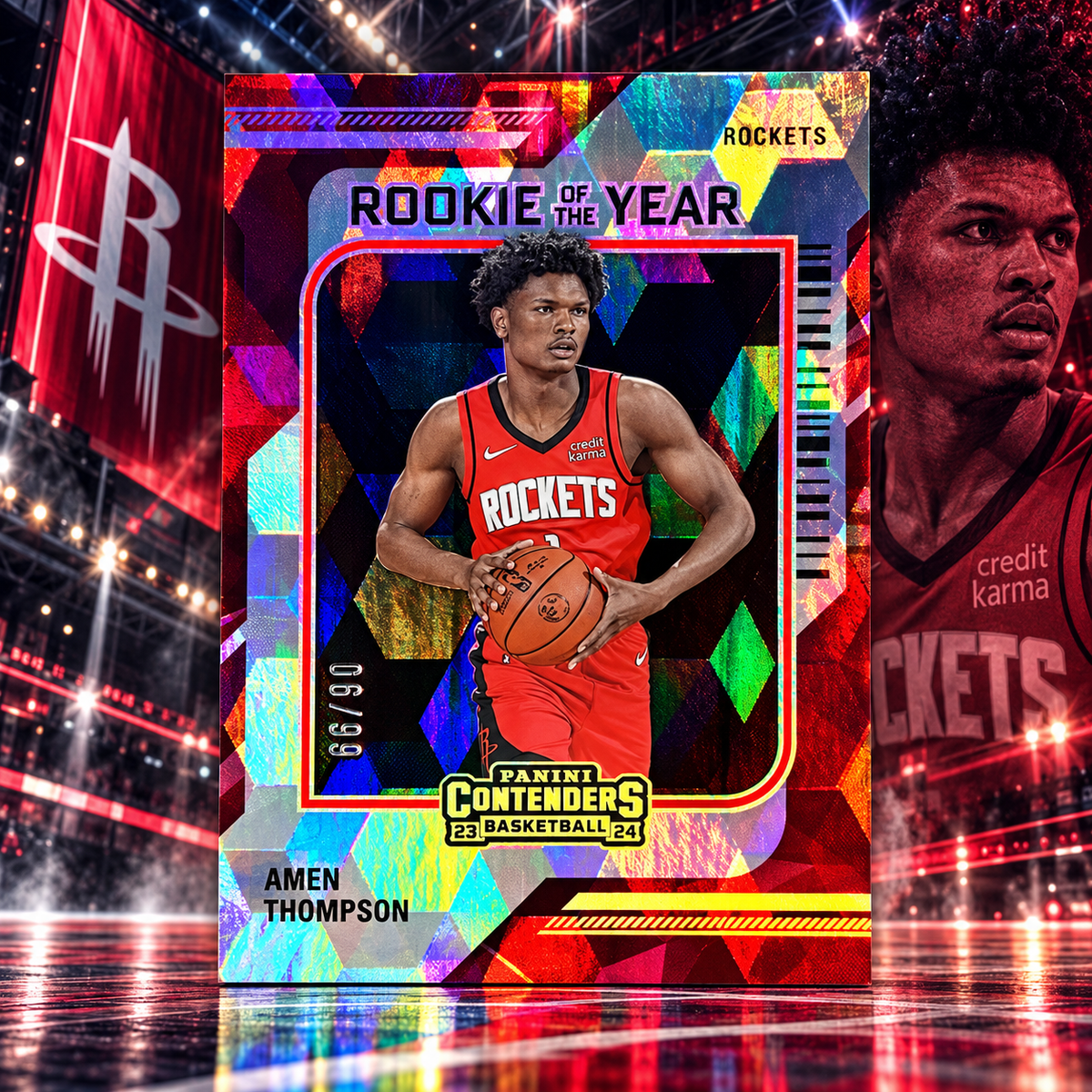 2023 Contenders AMEN THOMPSON Rookie of the Year /99 Rockets ©