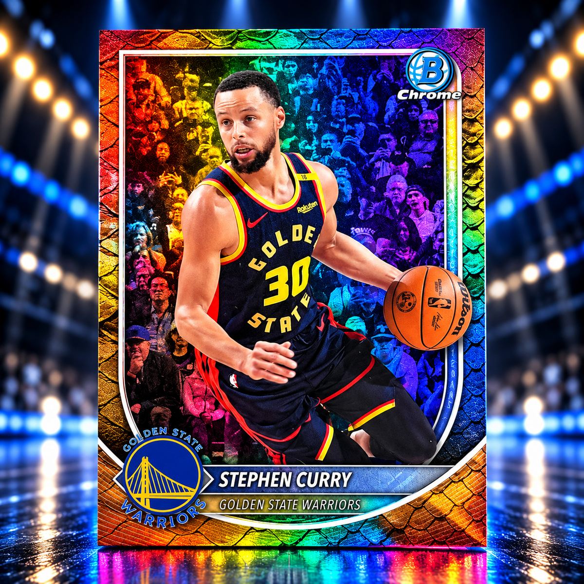 2025 Bowman Chrome STEPHEN CURRY Reptilian Refractor Short Print Warriors
