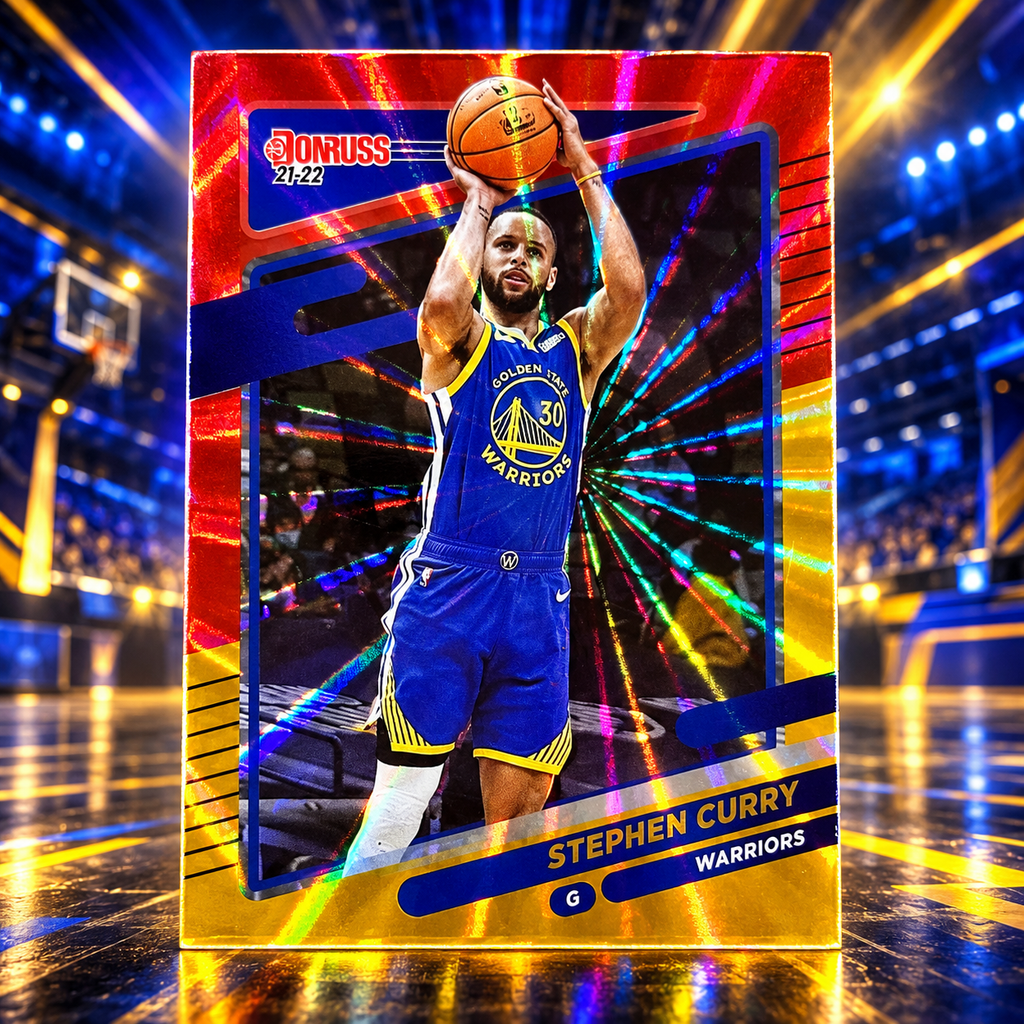 2021 Donruss STEPHEN CURRY Red and Yellow Laser Short Print Warriors