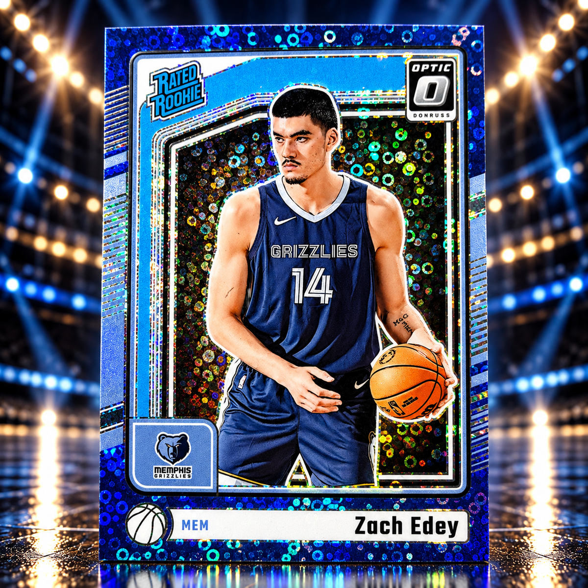2024 Donruss Optic ZACH EDEY Rated Rookie Blue Fast Break /49 Colour Match Grizzlies