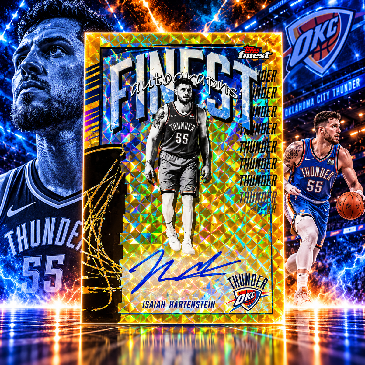 2025 Topps Finest ISIAH HARTENSTEIN Yellow Geometric Auto /35 Thunder (C)