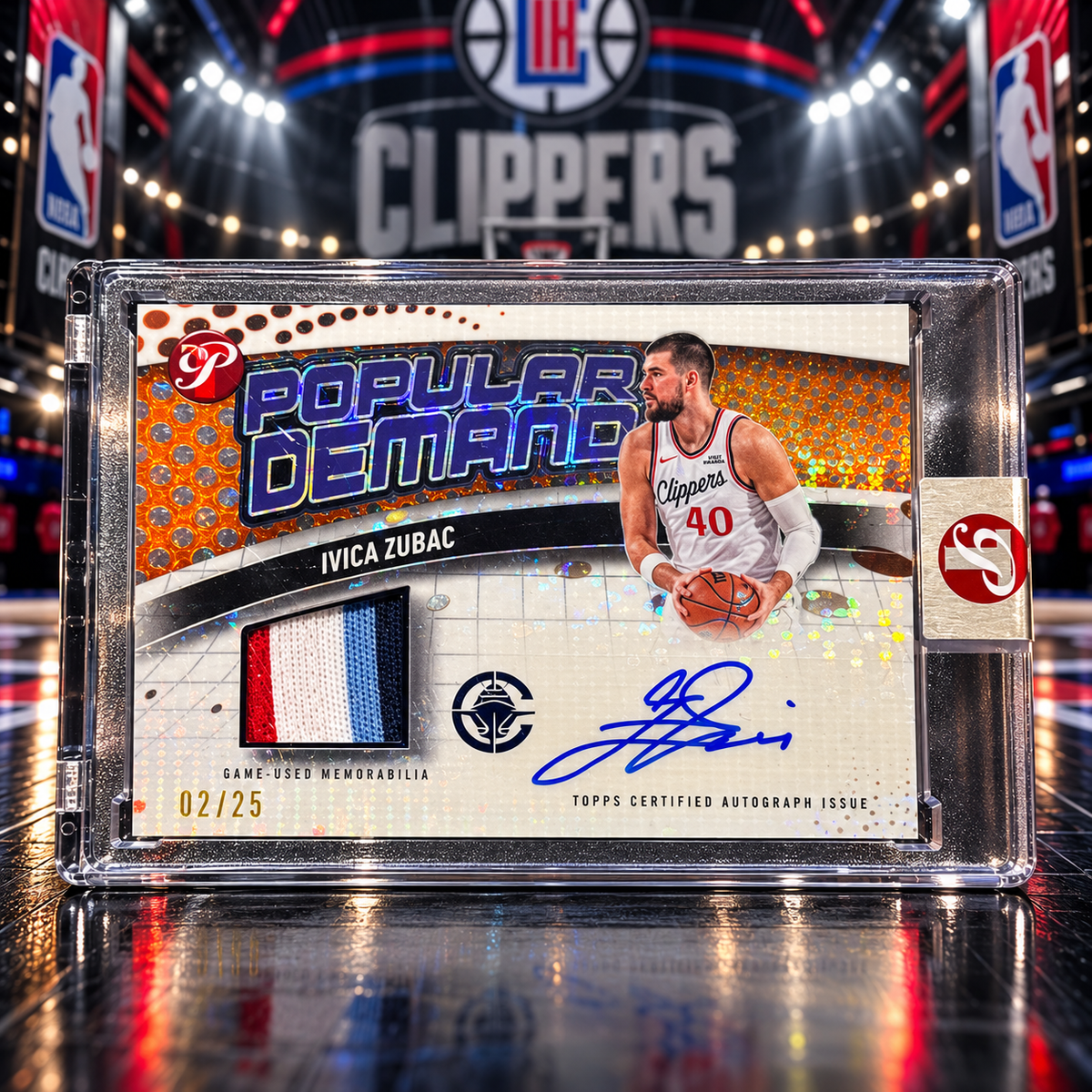 2025 Topps Pristine IVICA ZUBAC Popular Demand Patch Auto Orange /25 Game Used Clippers