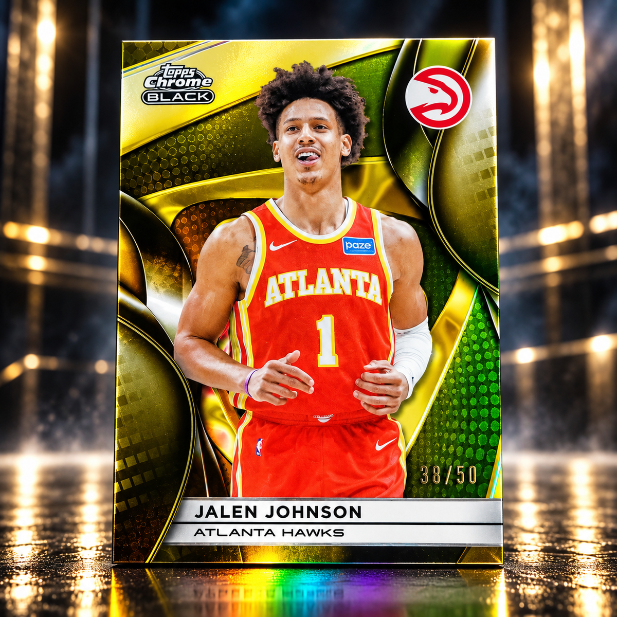2025 Topps Chrome Black JALEN JOHNSON Gold /50 Hawks