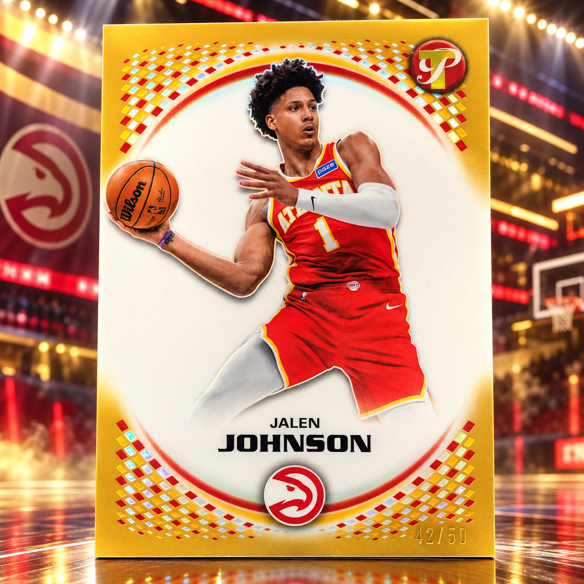 2025 Topps Pristine JALEN JOHNSON Gold /50 Hawks