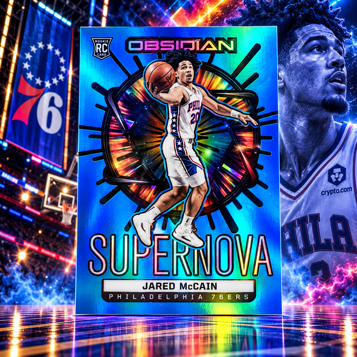 2024 Obsidian JARED McCAIN Rookie Supernova Blue Flood FOTL /30 Sixers ©