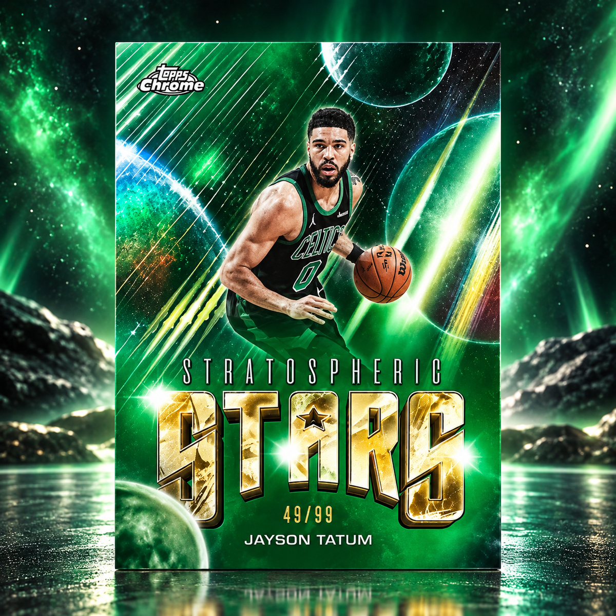 2025 Topps Chrome Update JAYSON TATUM stratospheric Stars Green /99 Celtics