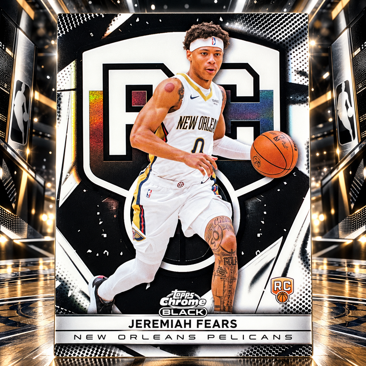 2025 Topps Chrome Black JEREMIAH FEARS Rookie Variation Short Print Pelicans