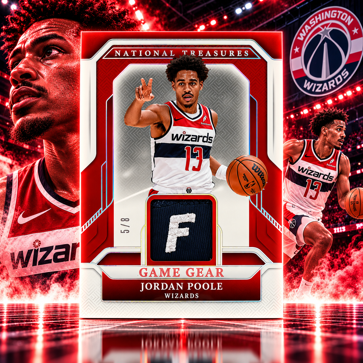 2024 National Treasures JORDAN POOLE Game Gear Red 5/8 Game Used Tag Wizards (C)