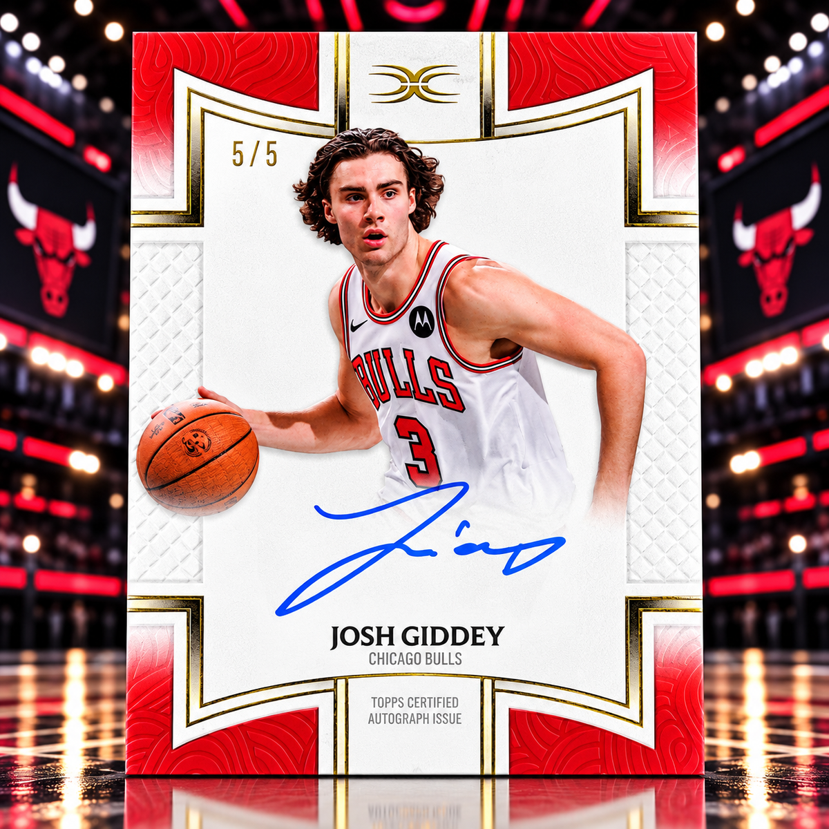 2025 Topps Definitive JOSH GIDDEY Auto Red 5/5 Colour Match Bookend Bulls