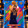 2025 Topps Finest KARL-ANTHONY TOWNS Rare Blue X-Fractor /49 Knicks