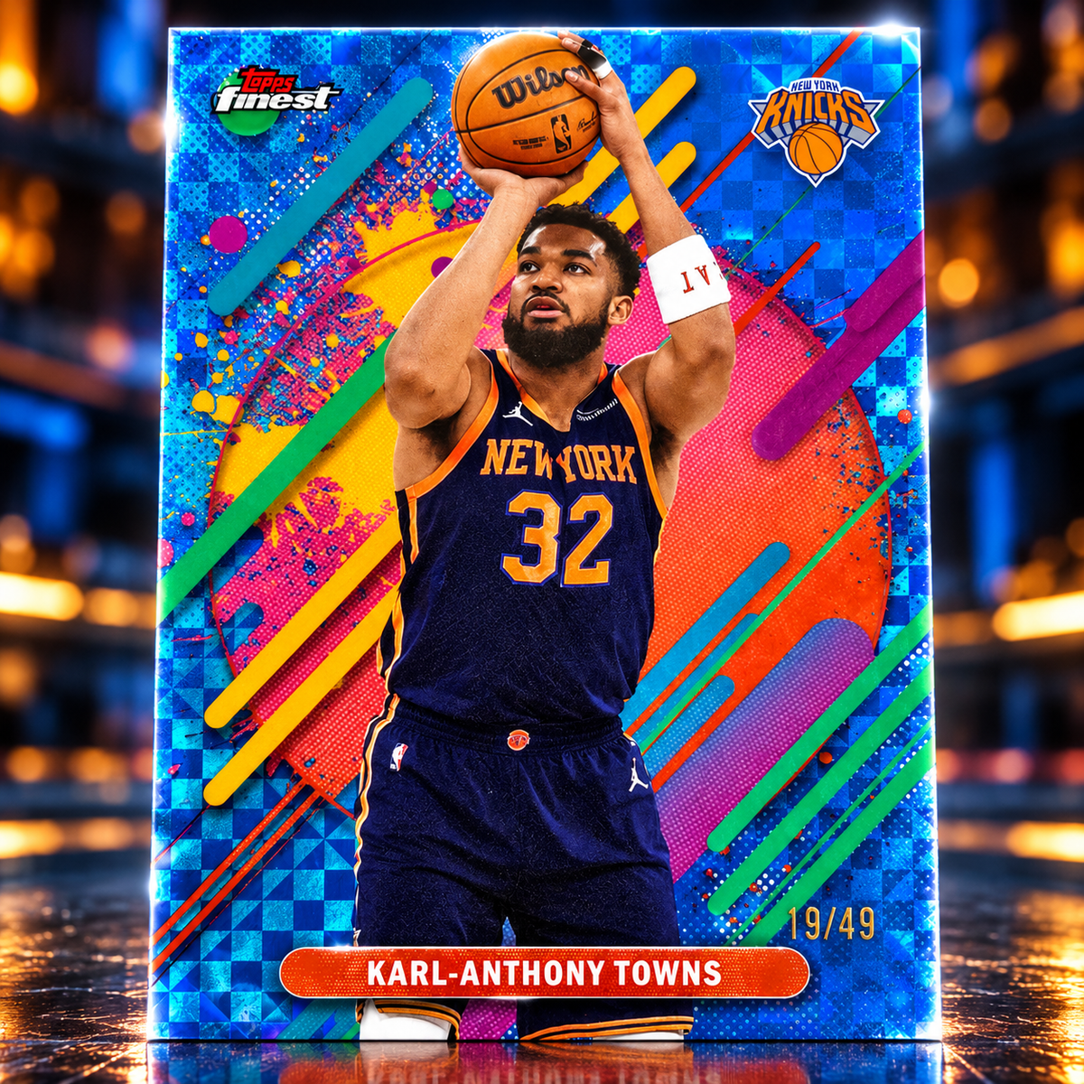 2025 Topps Finest KARL-ANTHONY TOWNS Rare Blue X-Fractor /49 Knicks