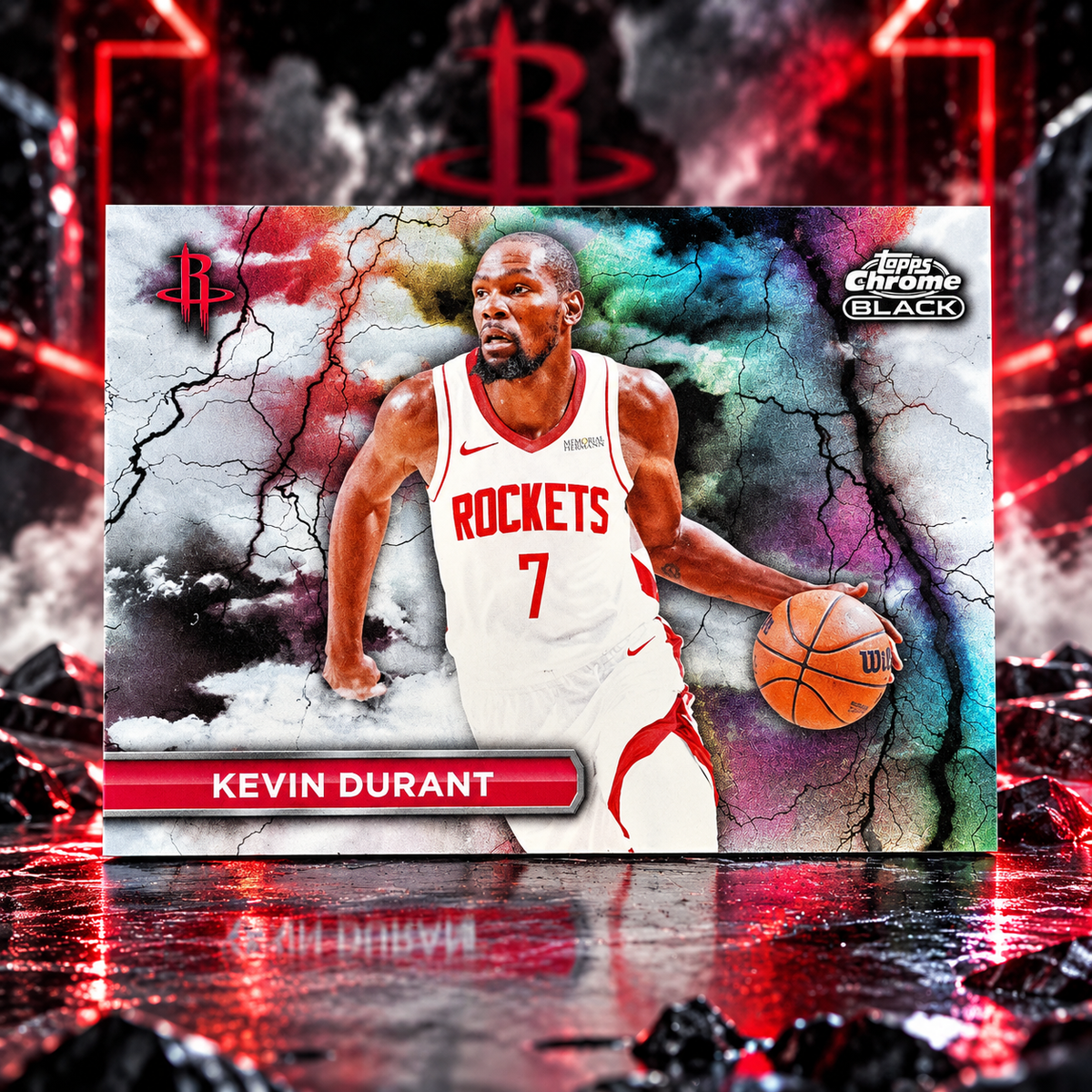 2025 Topps Chrome Black KEVIN DURANT Black Lightning SSP Rockets
