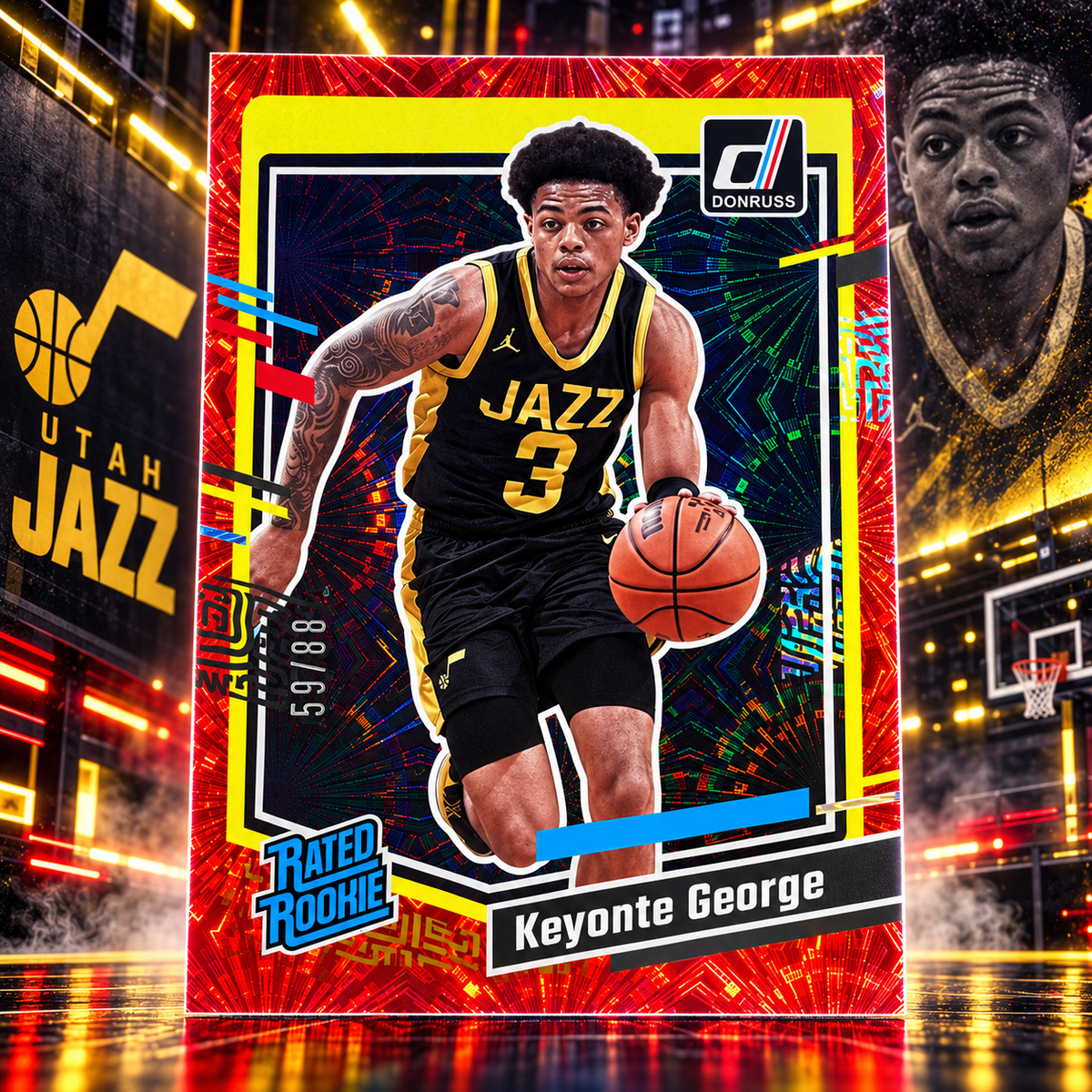2023 Donruss KEYONTE GEORGE Rated Rookie Red Fireworks /88 Jazz ©