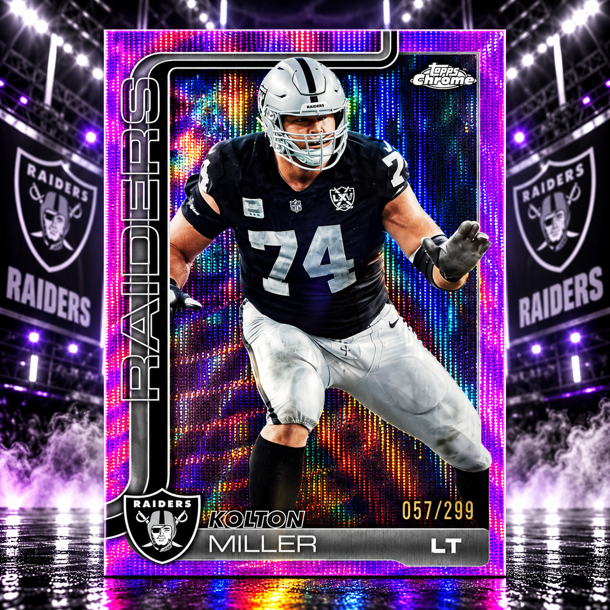 2025 Topps Chrome KOLTON MILLER Pink Wave /250 Raiders
