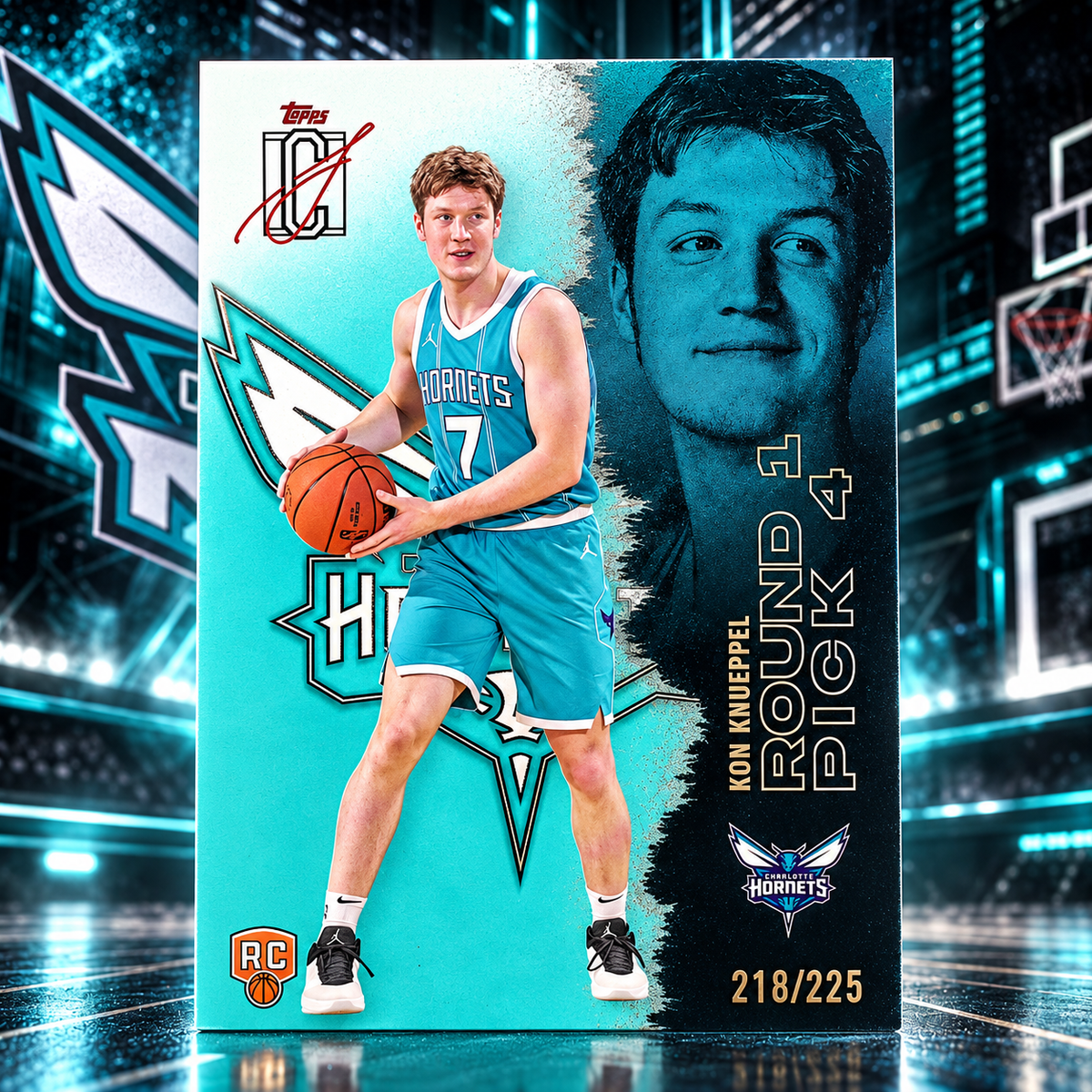 2025 Topps Signature Class KON KNUEPPEL Rookie Teal /225 Hornets