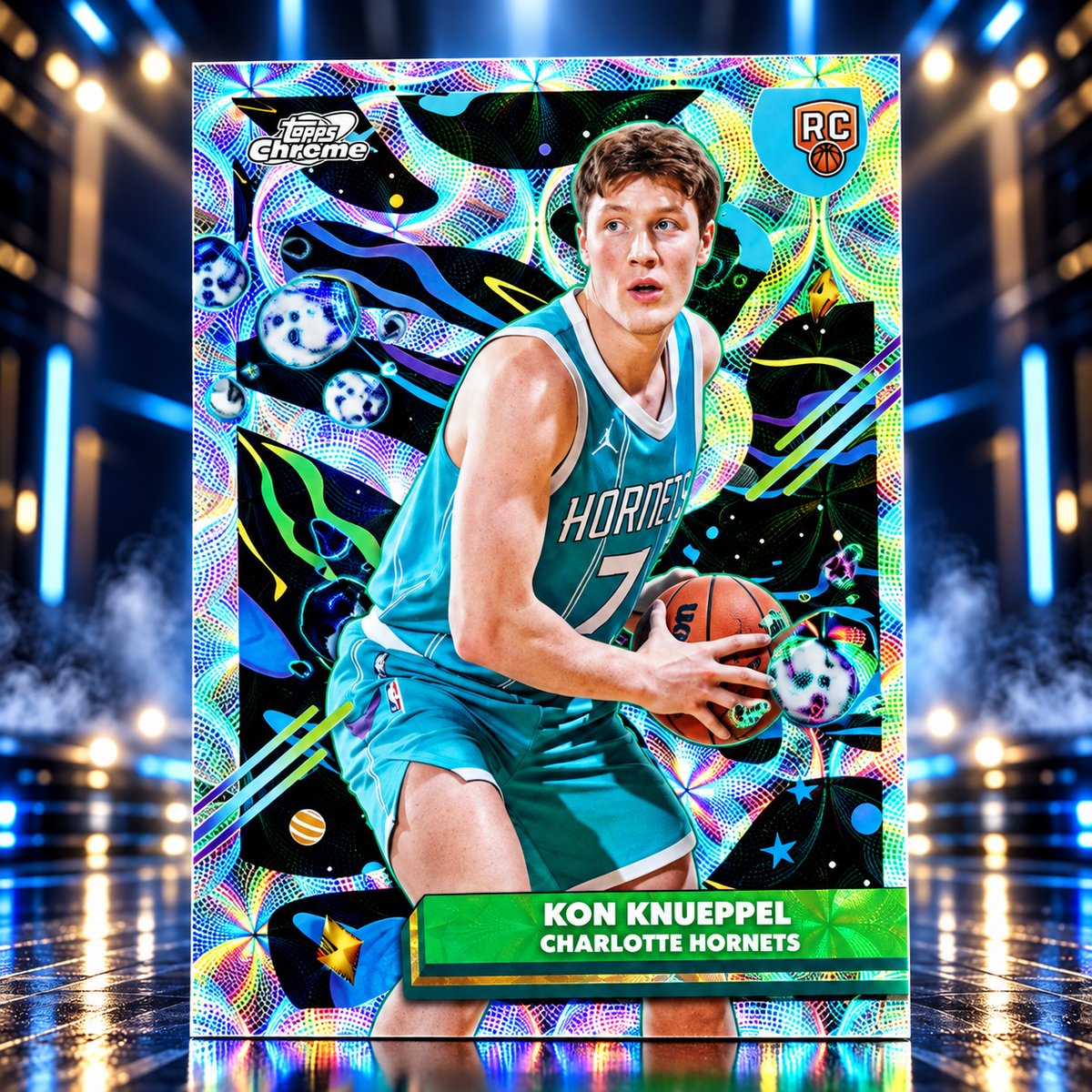 2025 Topps Cosmic KON KNUEPPEL Rookie Nucleus Refractor SSP Hornets