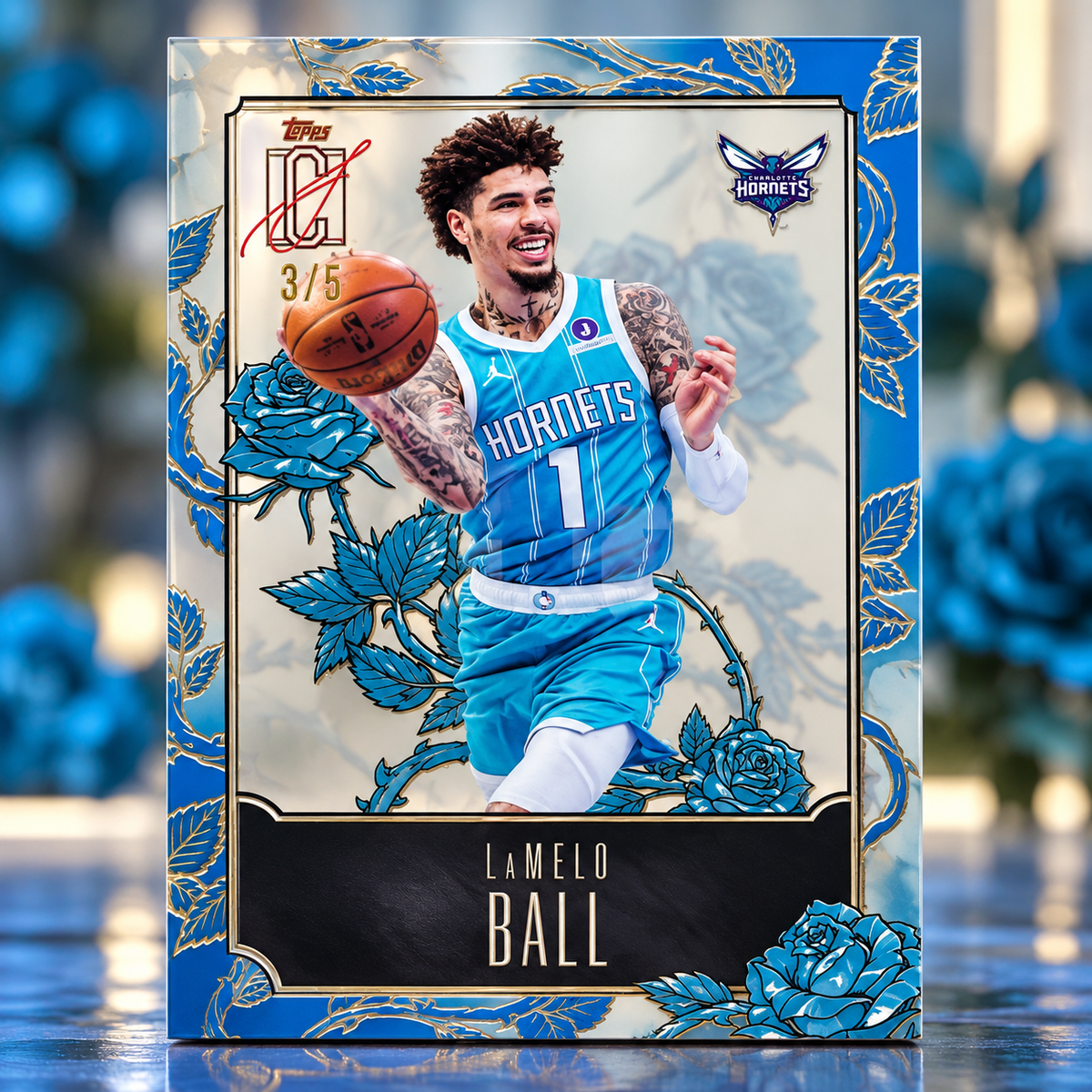 2025 Topps Signature Class LaMELO BALL Roses Blue /5 Case Hit Colour Match Hornets