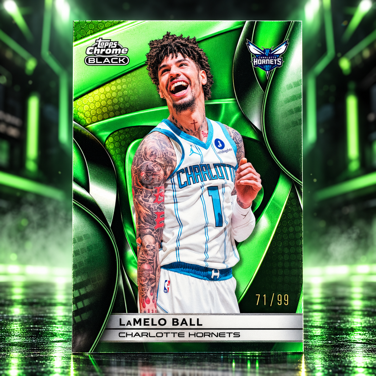 2025 Topps Chrome Black LaMELO BALL Green /99 Hornets