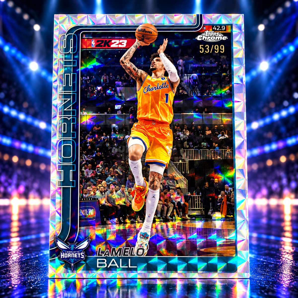 2025 Topps Chrome Update LaMELO BALL Geometric Refractor /99 Hornets
