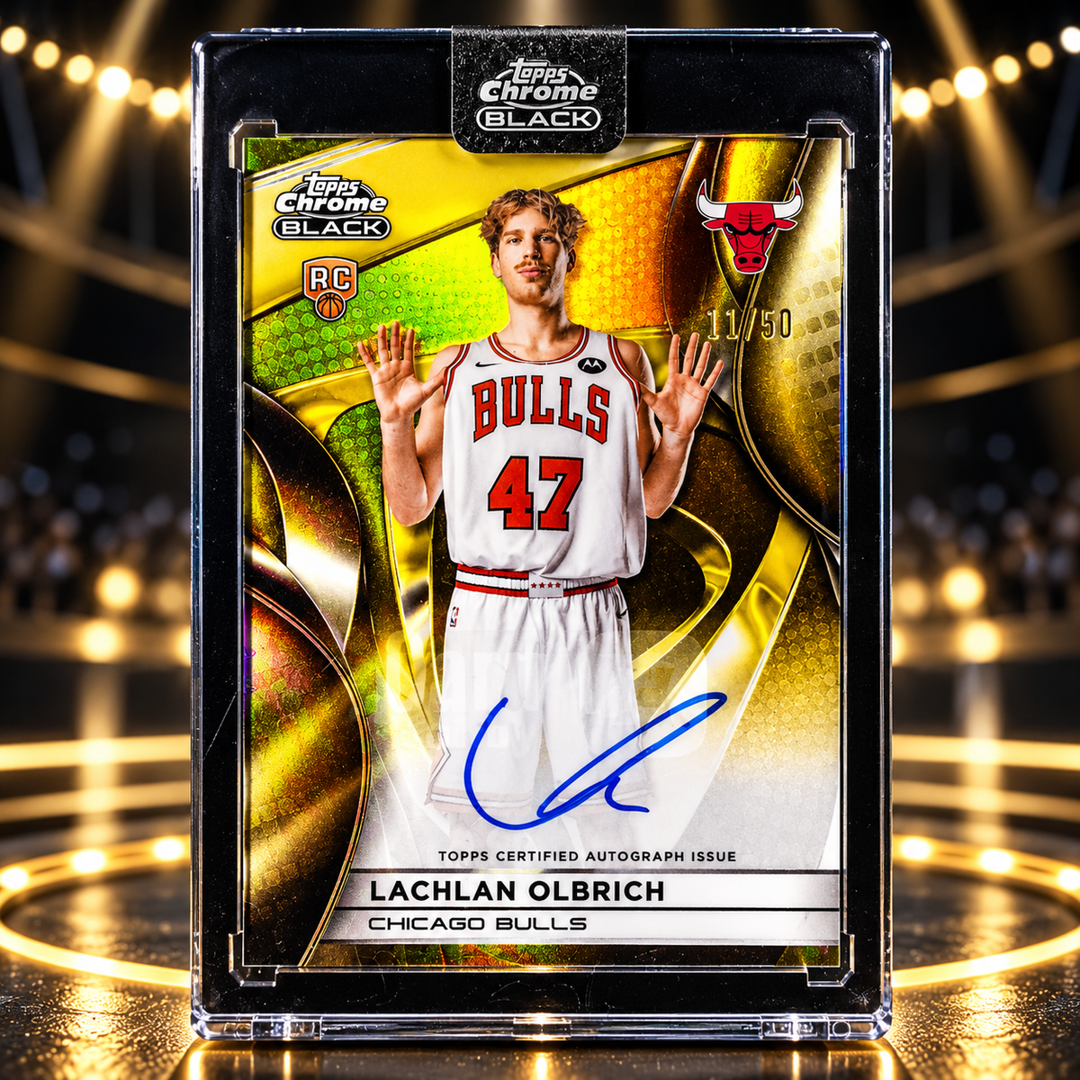 2025 Topps Chrome Black LACHLAN OLBRICH Gold Auto /50 On Card Bulls