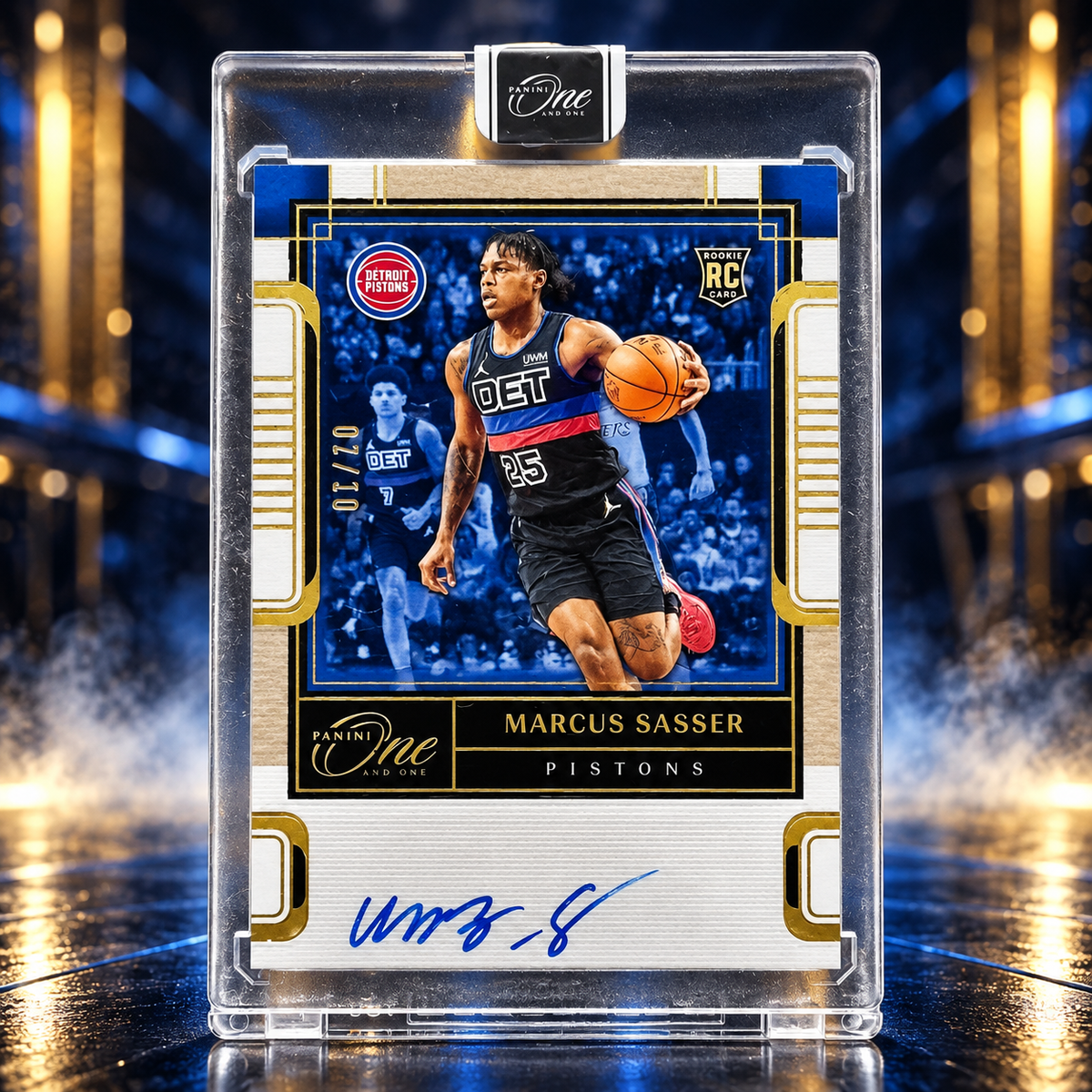 2023 One and One MARCUS SASSER True Rookie Auto Gold /10 Pistons