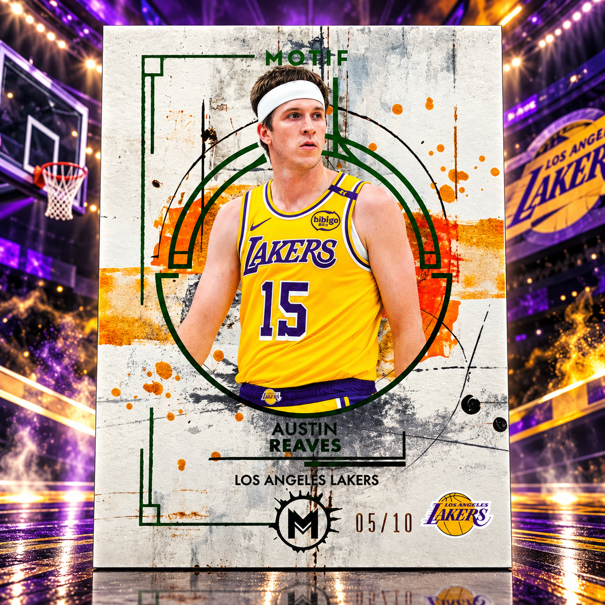 2025 Topps Motiff AUSTIN REAVES Winsor Green 05/10 Jersey Multiplier Lakers