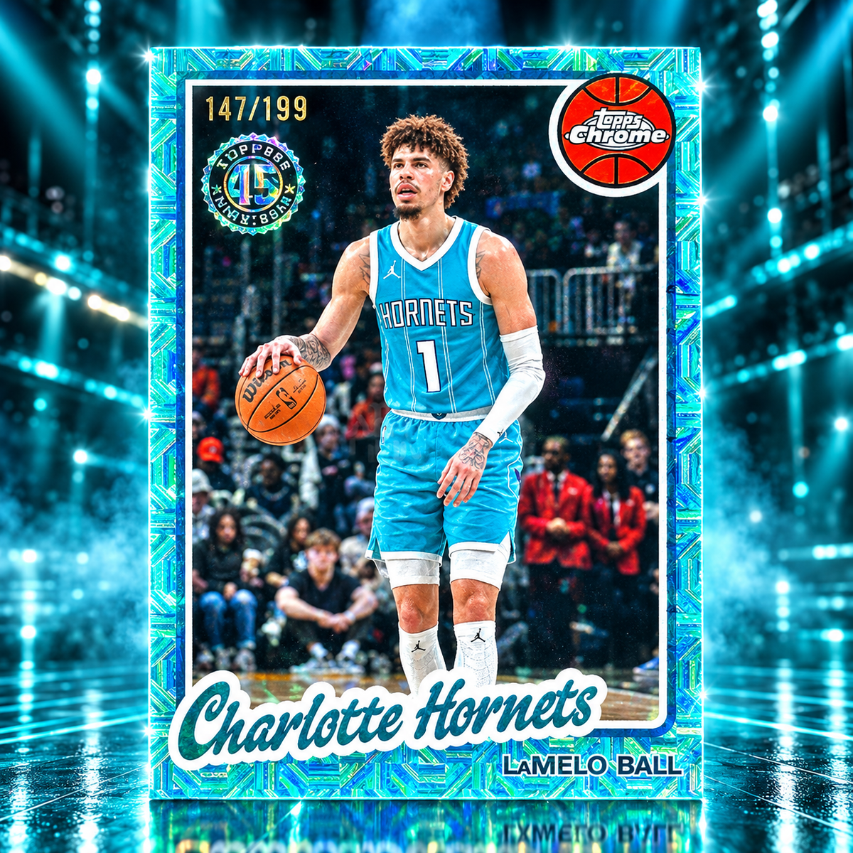 2025 Topps Chrome LaMELO BALL 45th Anniversary Aqua /199 Hornets