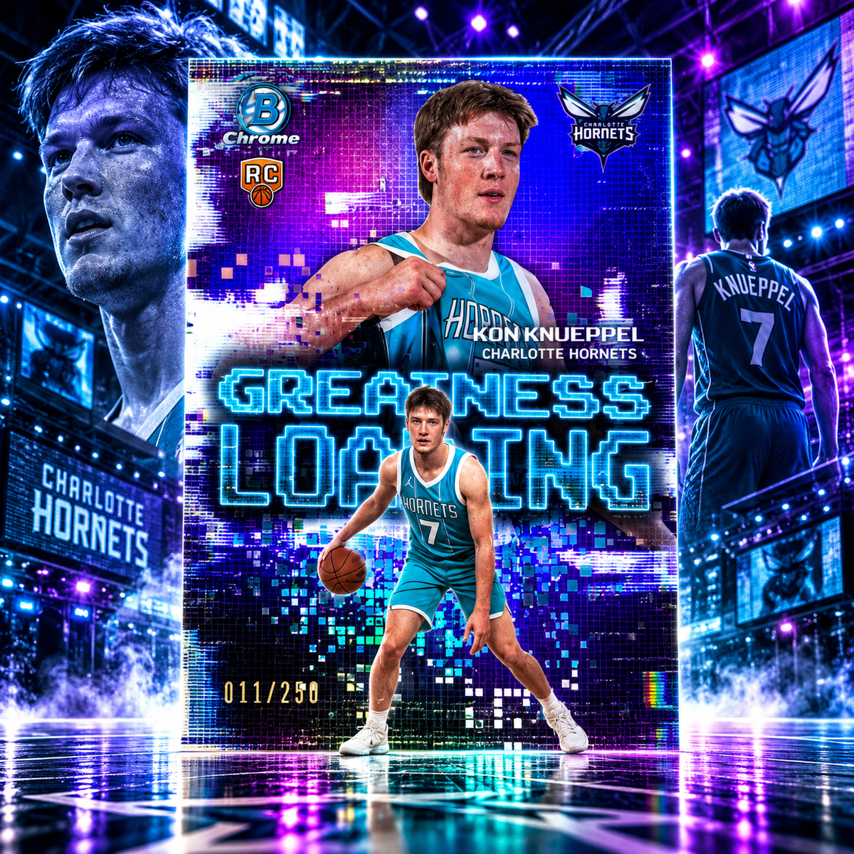 2025 Bowman Chrome KON KNUEPPEL Greatness Loading Purple /250 Hornets