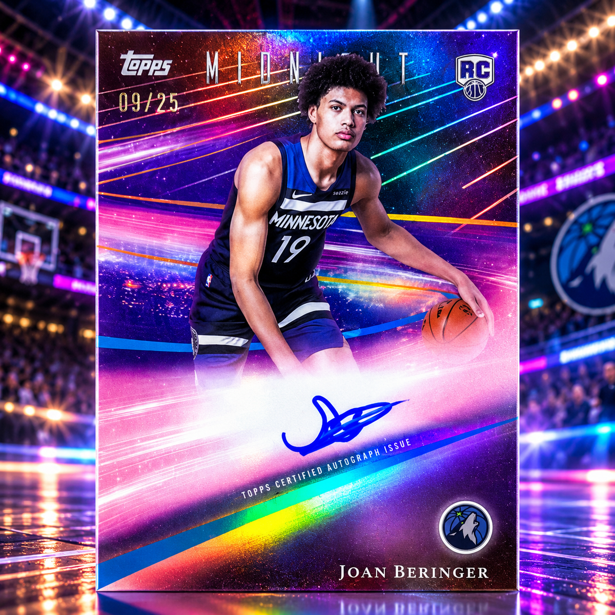 2025 Topps Midnight JOAN BERINGER Rookie Horizons Auto Moonrise /25 On Card Wolves (C)