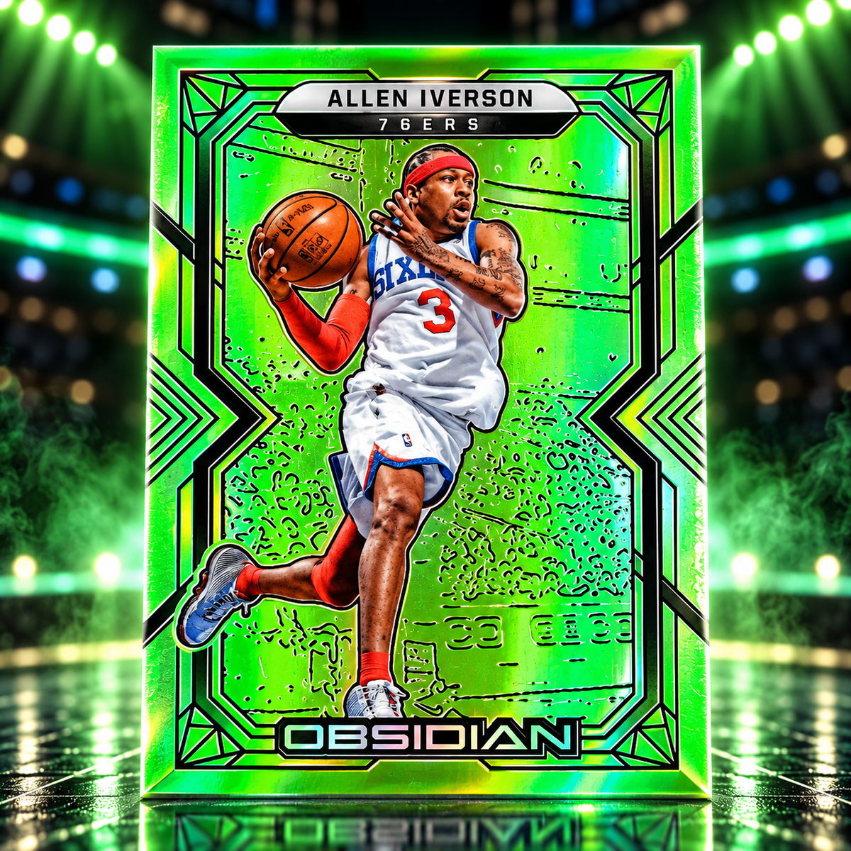 2021 Obsidian ALLEN IVERSON Green Flood 25/25 Bookend Sixers