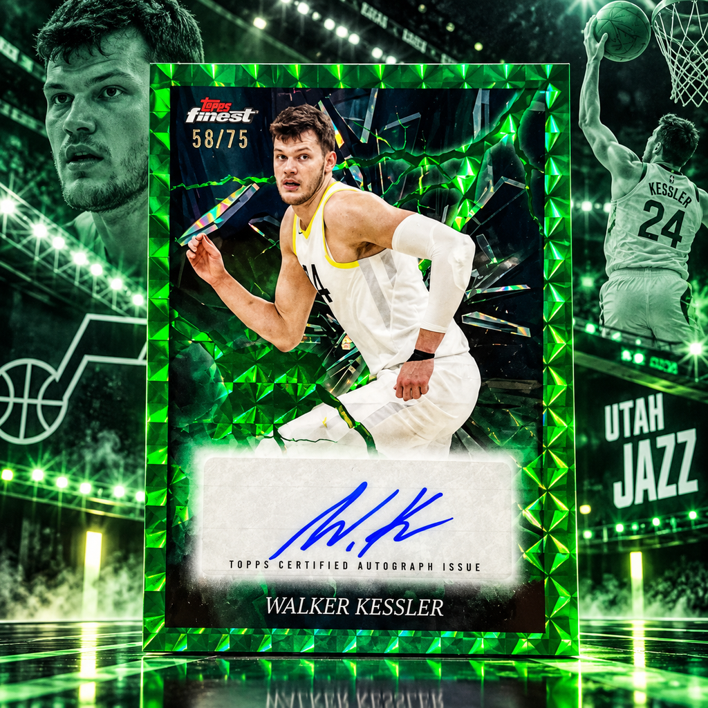 2024 Topps Finest WALKER KESSLER Green Geometric Auto /75 Jazz ©