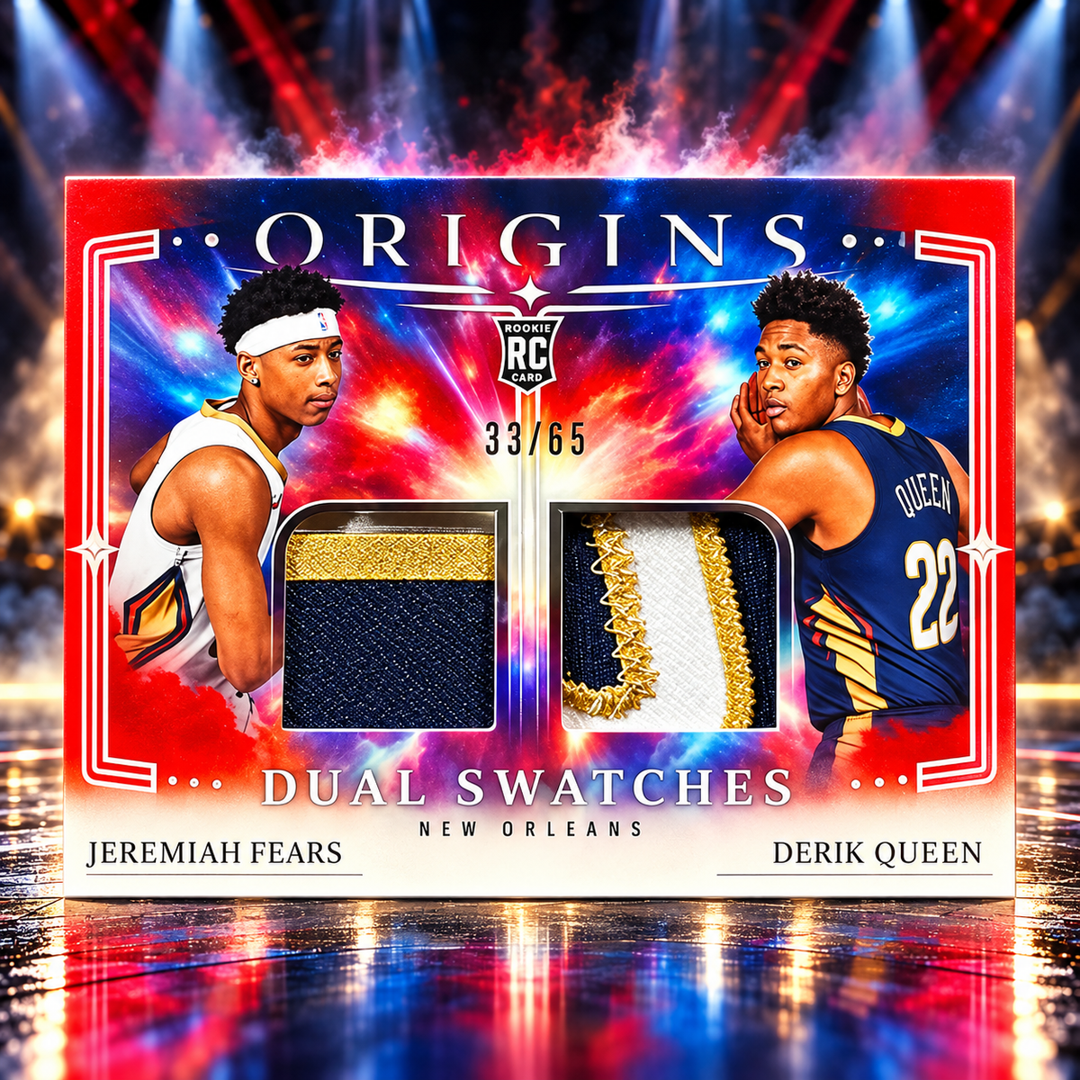 2025 Panini Origins FEARS/QUEEN Rookie Dual Swatches Red /65 Pelicans