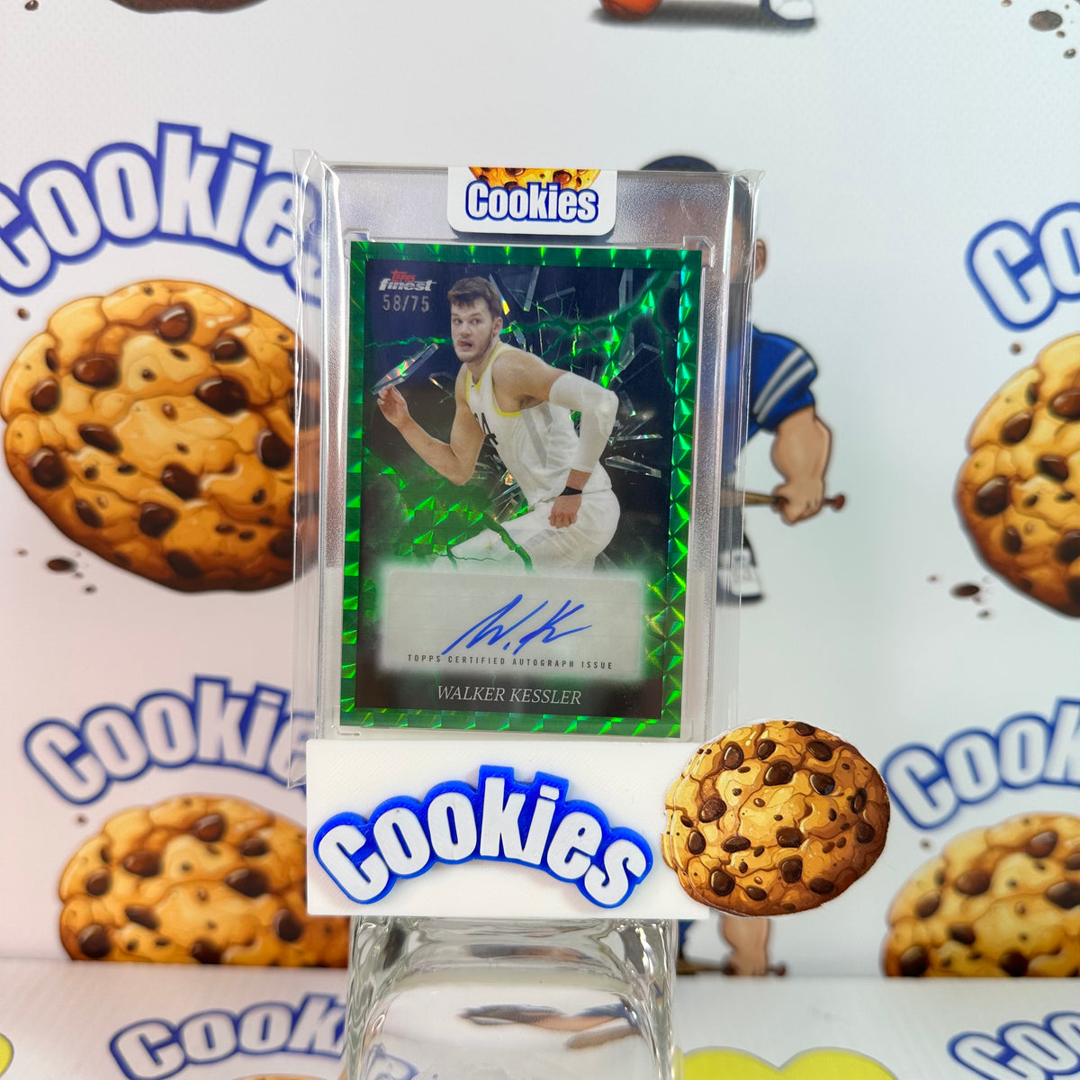 2024 Topps Finest WALKER KESSLER Green Geometric Auto /75 Jazz ©