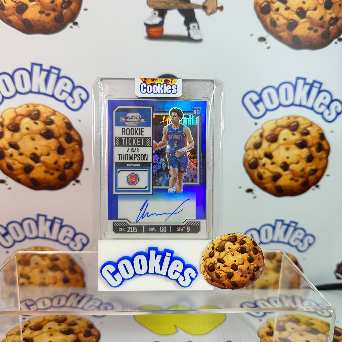2023 contenders Optic AUSAR THOMPSON Rookie Ticket Blue /49 On Card Auto Pistons (C)