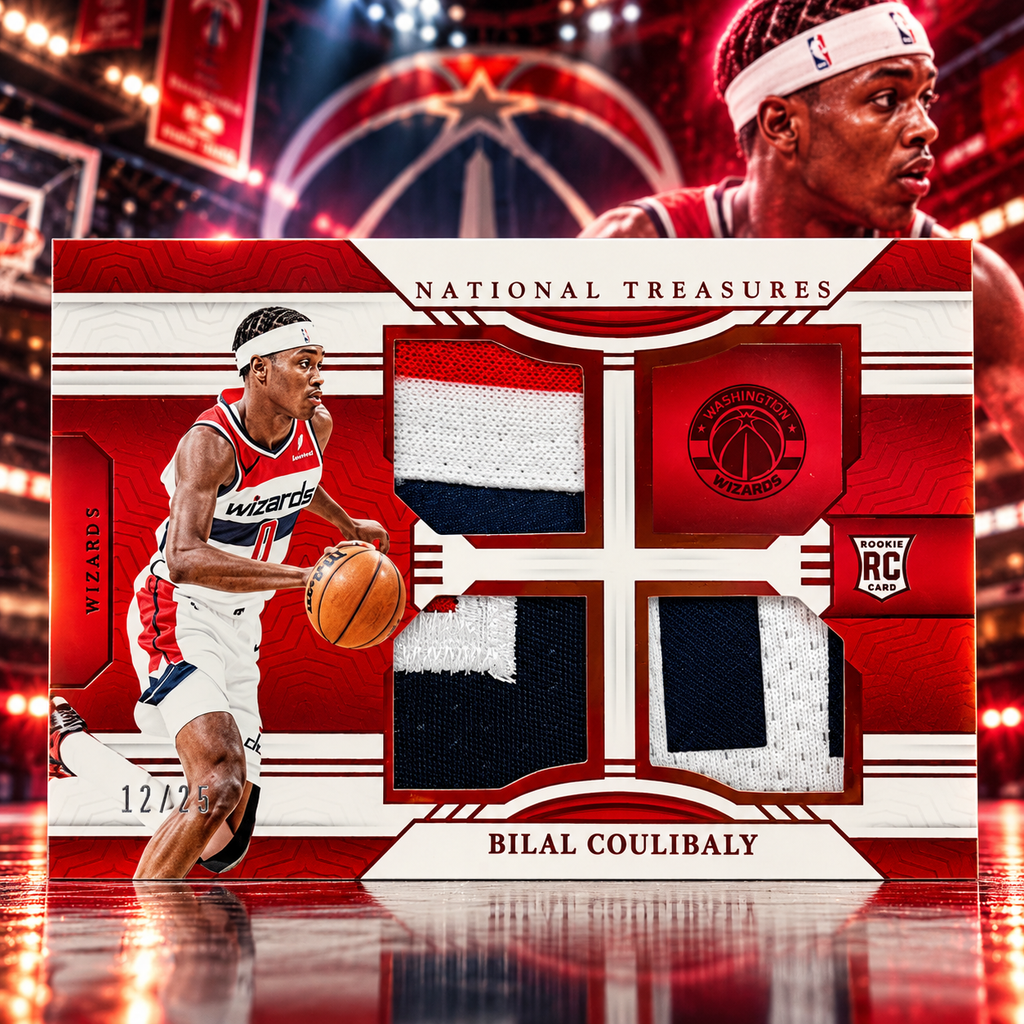 2023 National Treasures BILAL COULIBALY Triple Rookie Patch Red /24 Wizards (C)