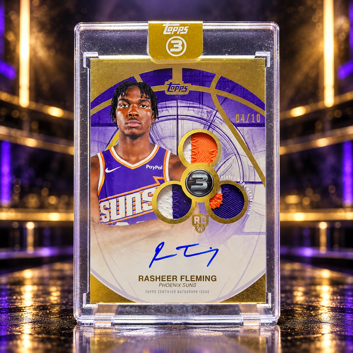 2025 Topps Three RASHEER FLEMING Triple RPA Gold 04/10 Suns