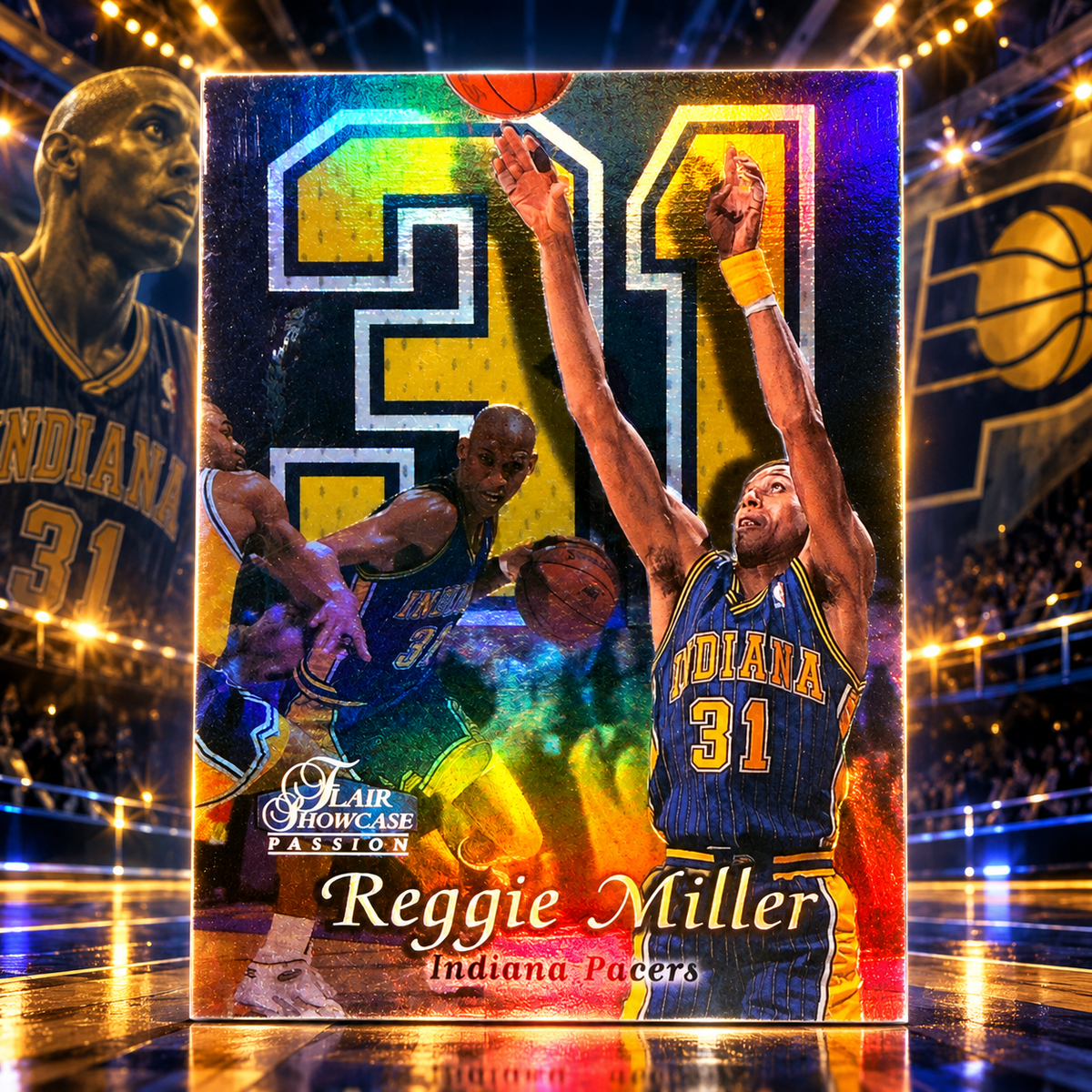1999 Fleer REGGIE MILLER Flair Showcase Refractor Row 2 Pacers