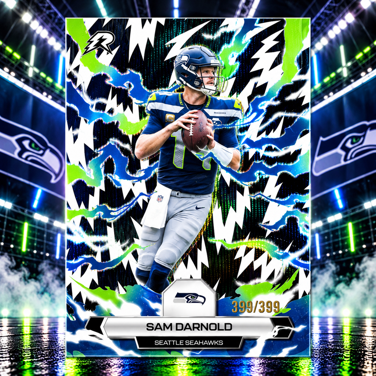 2025 Topps Resurgence SAM DARNOLD Black White Surge 398/399 Seahawks