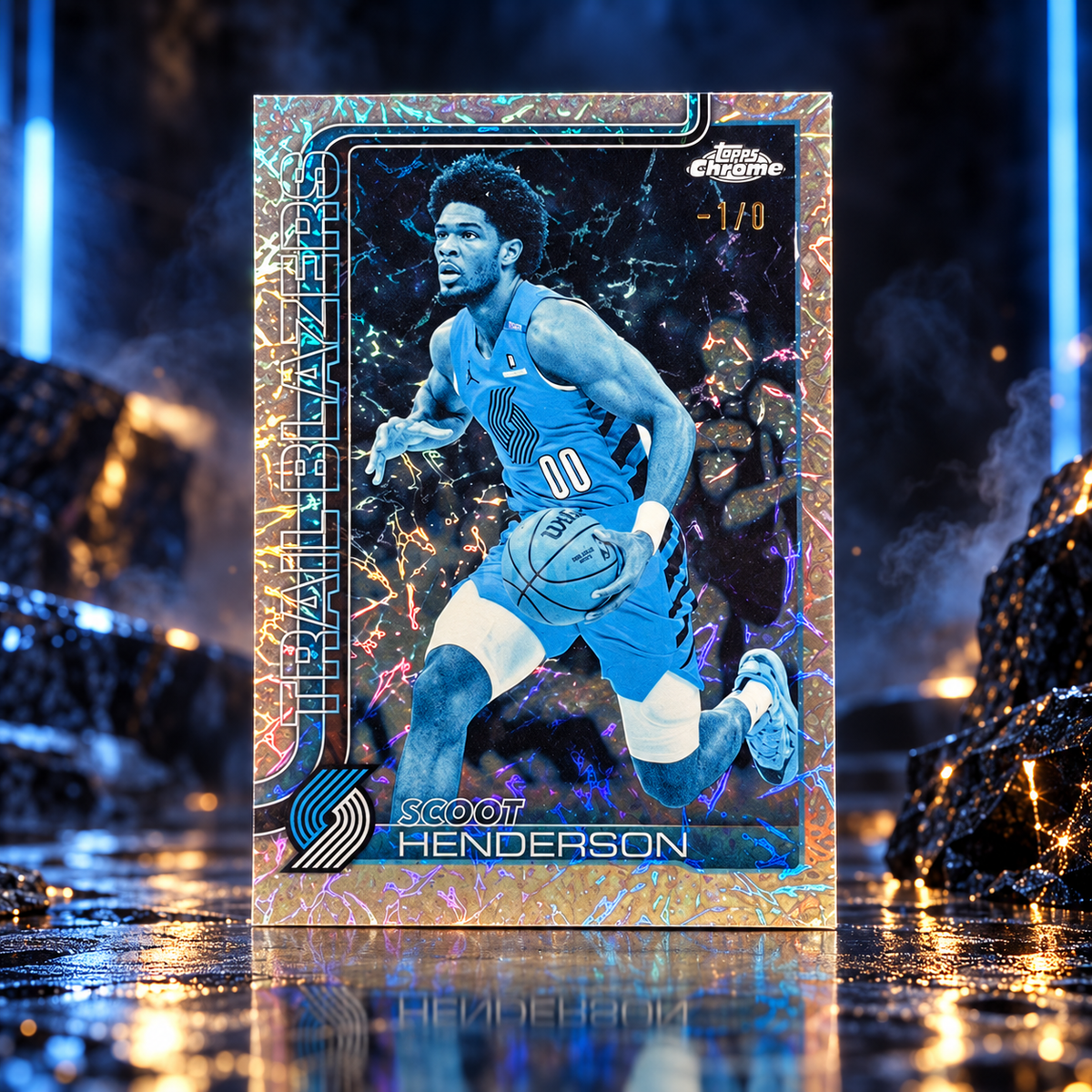 2025 Topps Chrome Update SCOOT HENDERSON Frozenfractor -1/0 First on Print Blazers
