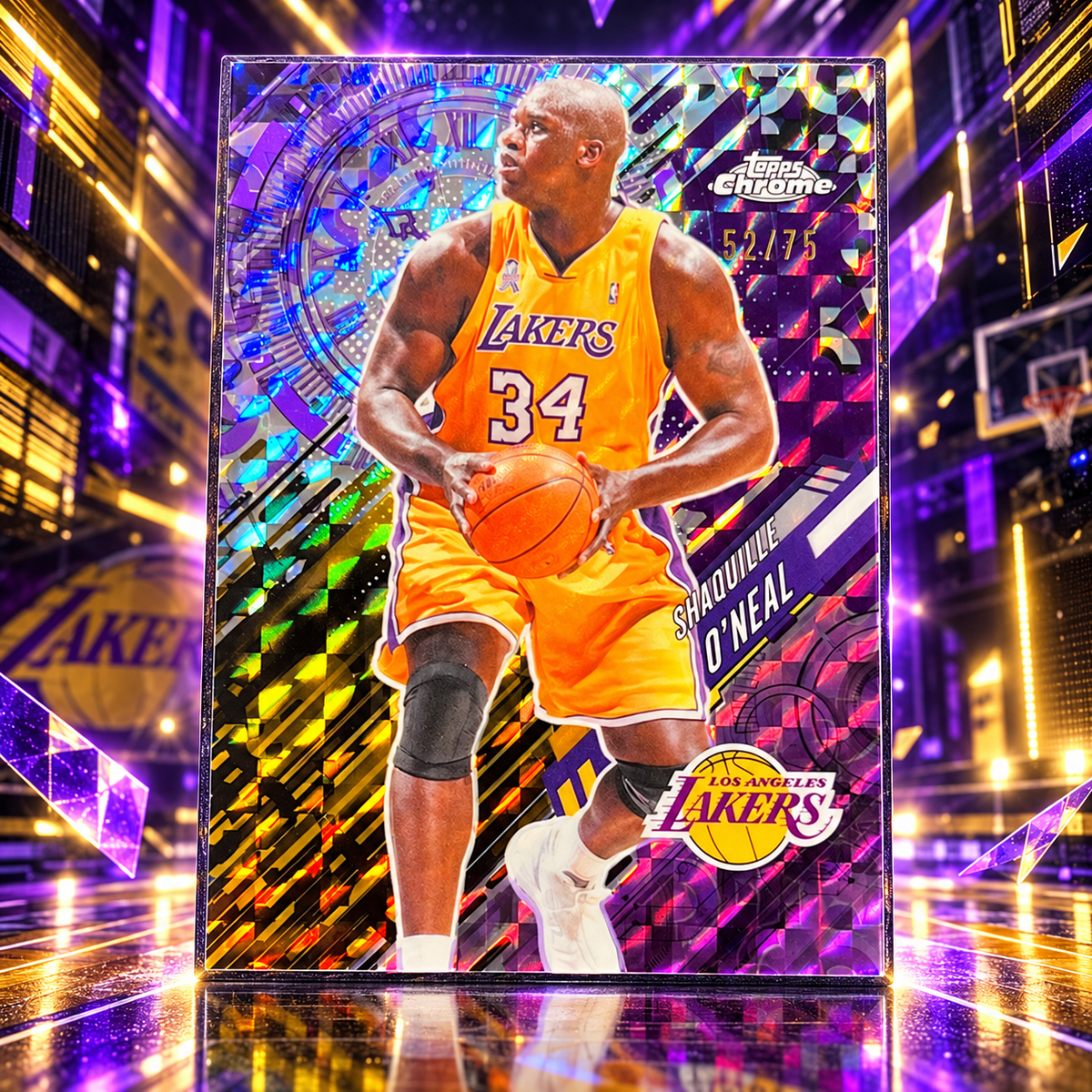 2025 Topps Chrome Update SHAQUILLE O'NEAL Purple Geometric /75 Lakers