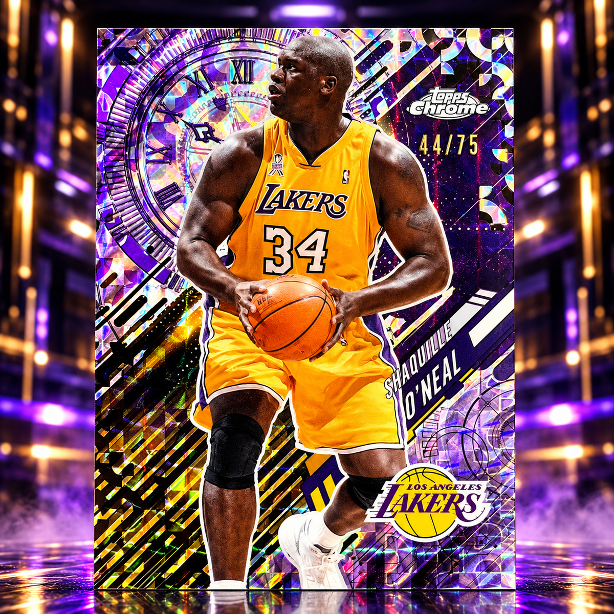 2025 Topps Chrome Update SHAQUILLE O'NEAL Go Time Purple Geometric /75 Lakers