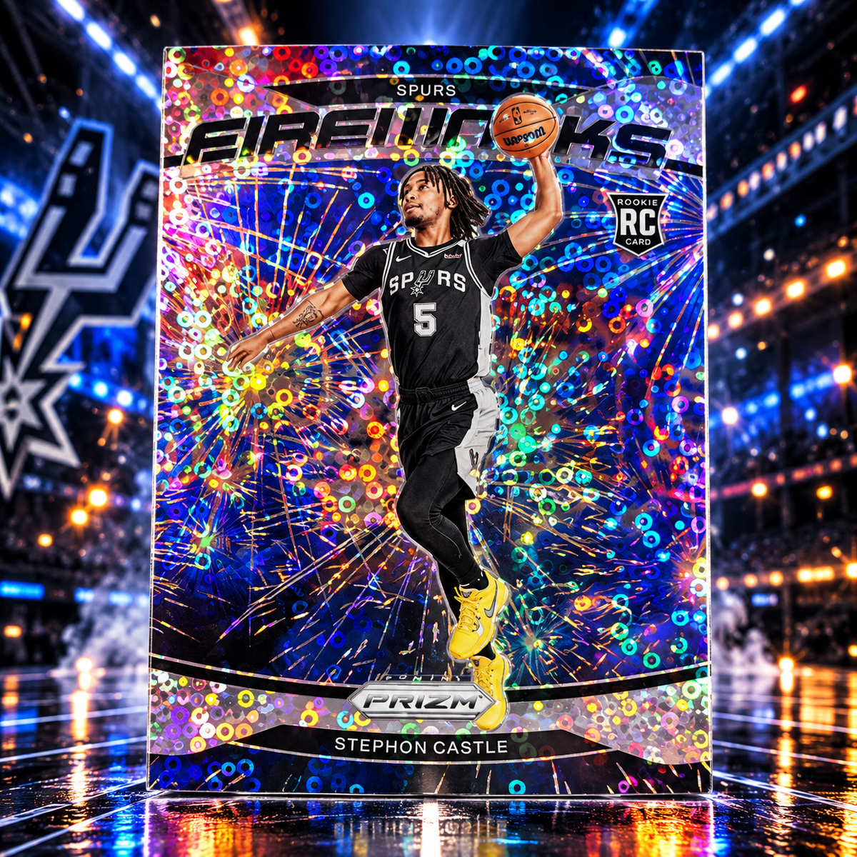 2024 Prizm STEPHON CASTLE Fireworks Fast Break Silver Rookie Spurs 2