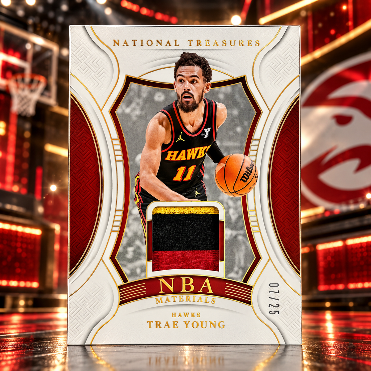 2024 National Treasures TRAE YOUNG Patch /25 Game Used Hawks (C)