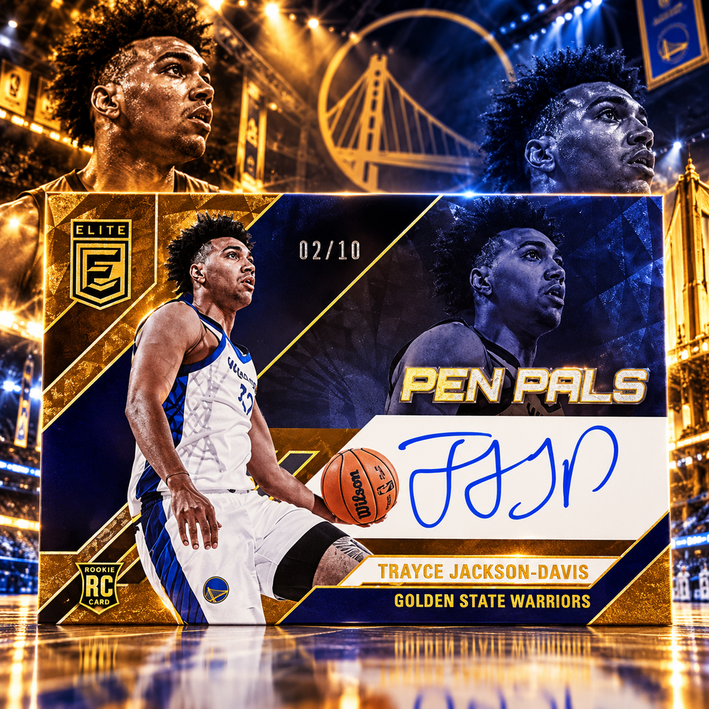 2023 Donruss Elite TRAYCE JACKSON-DAVIS Pen Pals Rookie Gold /10 On Card Auto Warriors (C)