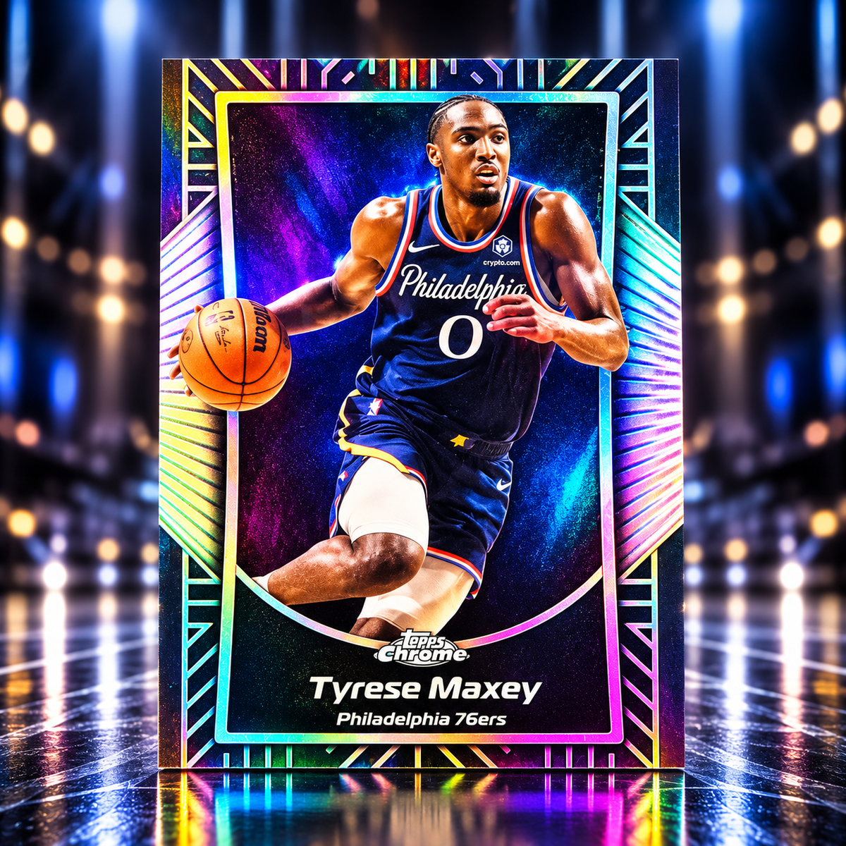 2025 Topps Chrome Update TYRESE MAXEY Shadow Etch SSP Sixers