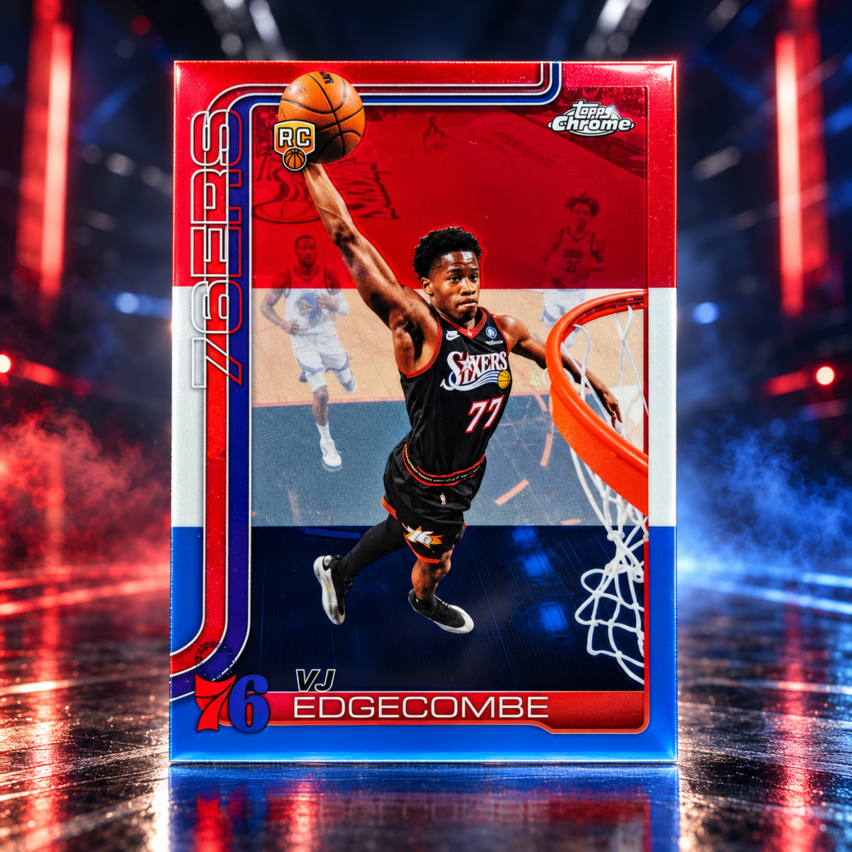 2025 Topps Chrome Update VJ EDGECOMBE Red White Blue True Rookie Sixers