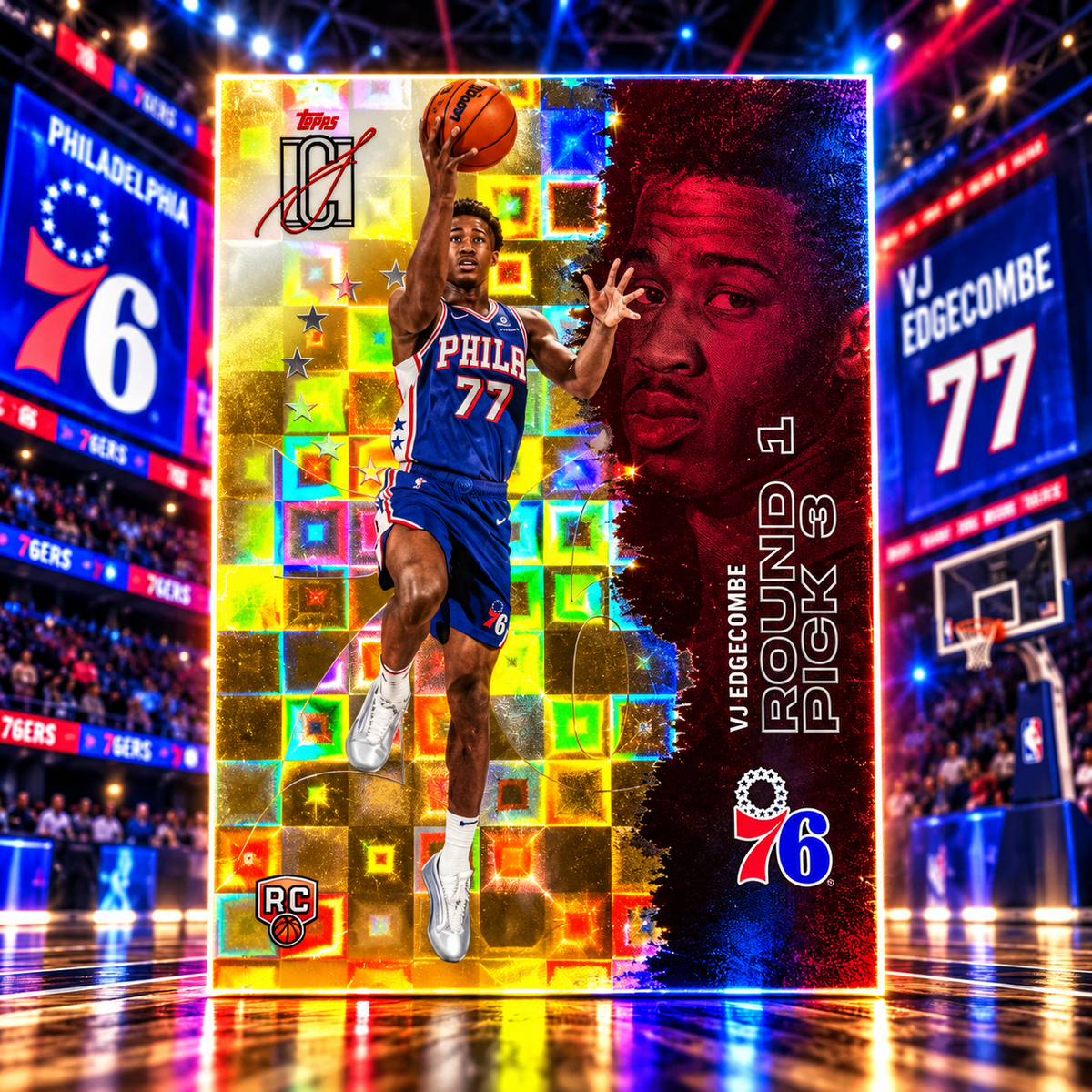 2025 Topps Signature Class VJ EDGECOMBE Rookie Gold Pandora Refractor Sixers