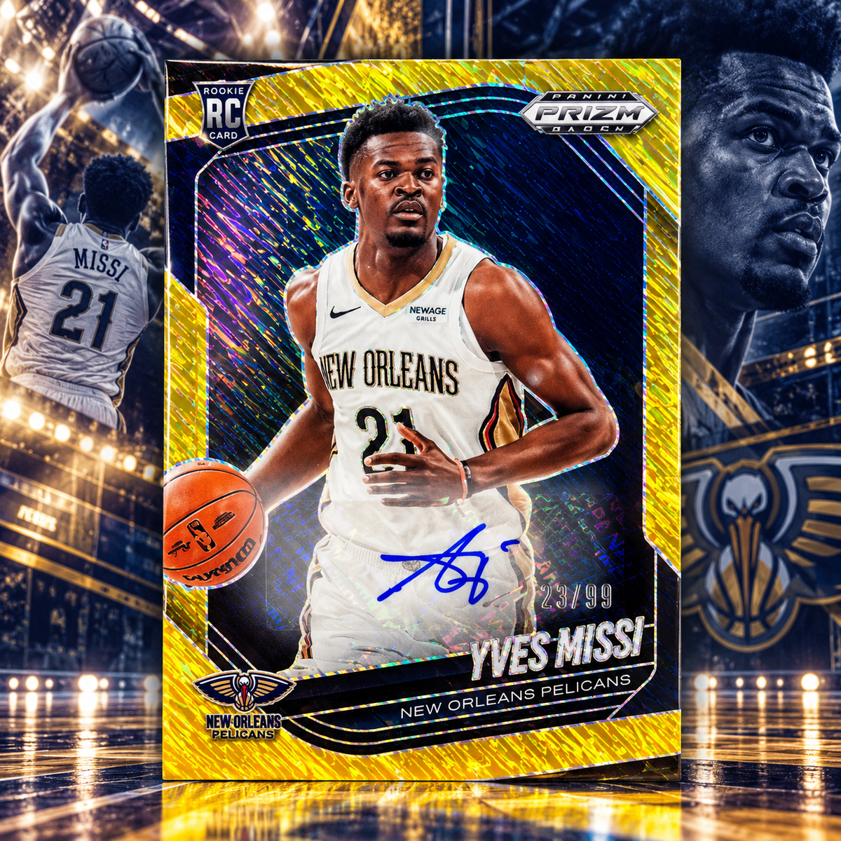2024 Prizm Black YVES MISSI Gold Shimmer Rookie Auto /10 Pelicans ©