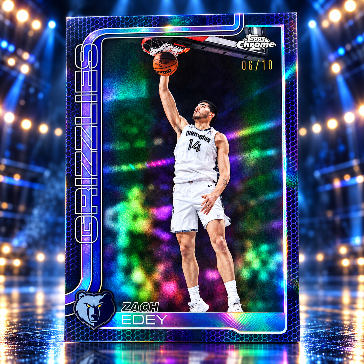 2025 Topps Chrome Update ZACH EDEY Black Basketball Print /10 Grizzlies